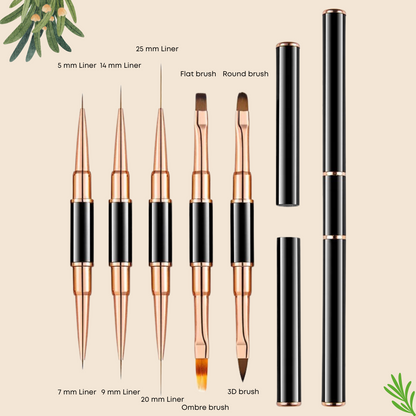 5 Dual End Nail Brush Set - Paddie Nails